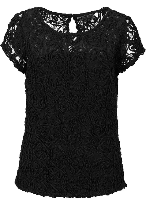 Blouse manches courtes en dentelle, bonprix