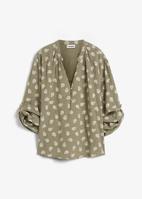Blouse oversize en gaze de coton l&eacute;g&egrave;re, bonprix
