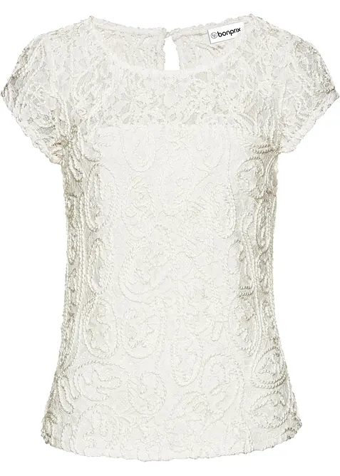 Blouse manches courtes en dentelle, bonprix