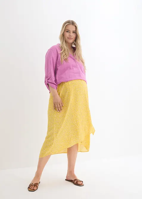 Blouse en lin m&eacute;lang&eacute;, manches 3/4, bonprix