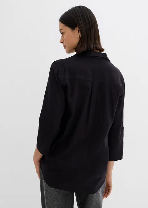 Blouse en lin m&eacute;lang&eacute;, manches 3/4, bonprix