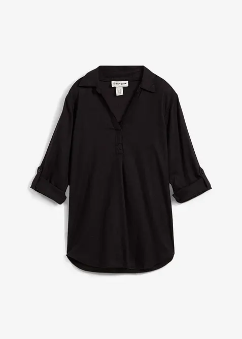 Blouse en lin m&eacute;lang&eacute;, manches 3/4, bonprix