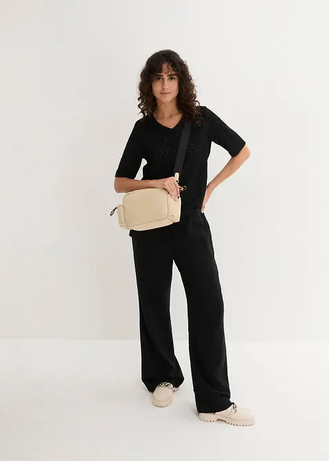 Pantalon palazzo l&eacute;ger en lin et viscose, bonprix