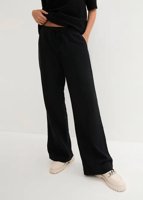 Pantalon palazzo l&eacute;ger en lin et viscose, bonprix