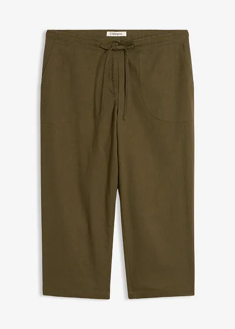 Pantalon 3/4 en lin majoritaire, bonprix