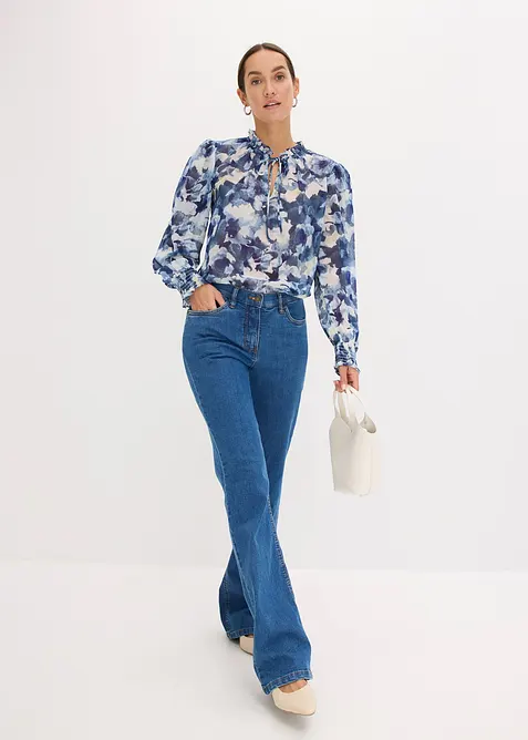 Blouse imprim&eacute;e en mousseline, bonprix