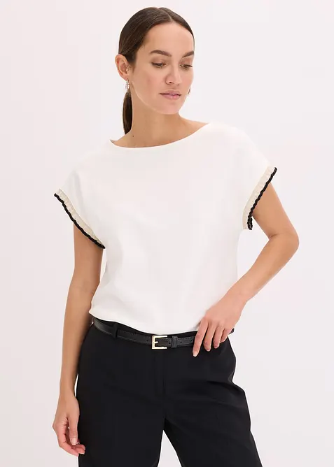 T-shirt en coton &agrave; bordure contrastante, bonprix