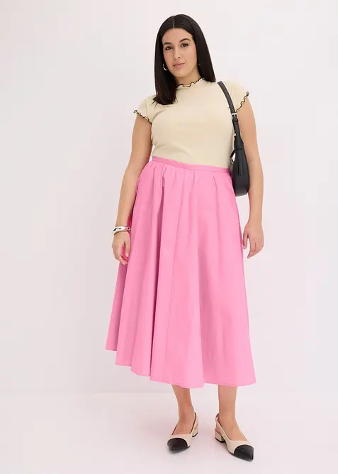 Jupe midi en coton extensible, bonprix