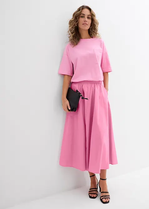 Jupe midi en coton extensible, bonprix