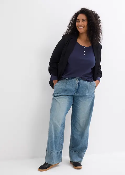 T-shirt manches longues &agrave; col rond, bonprix