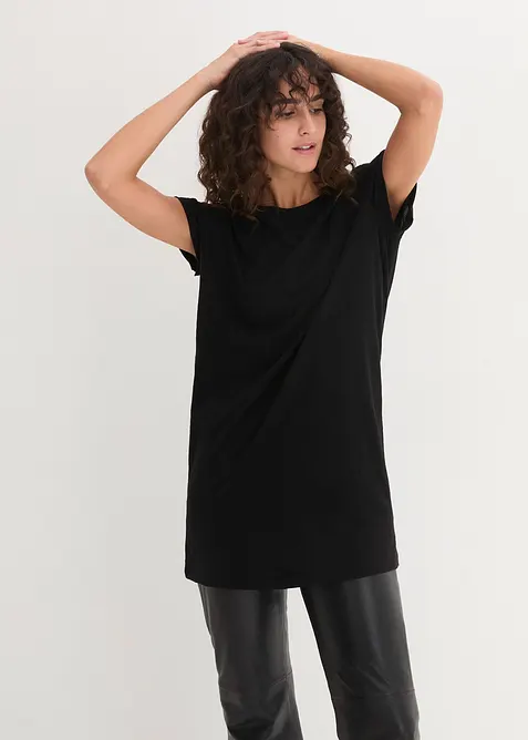T-shirt long et boxy &agrave; manches courtes, bonprix