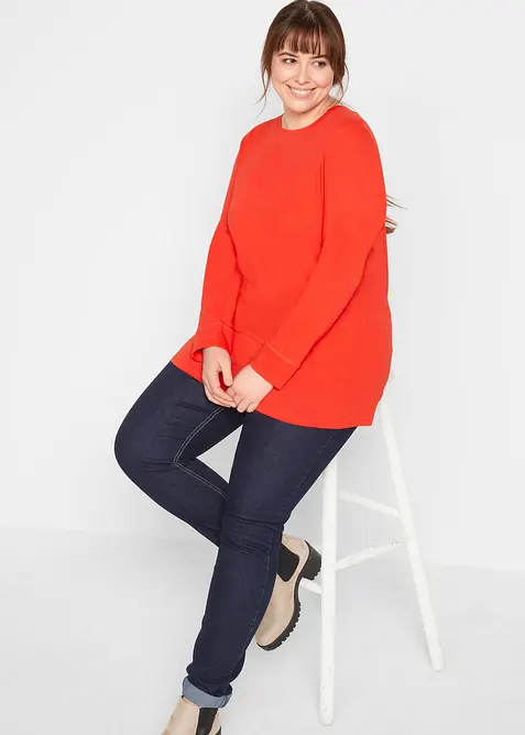 Lot de 5 T-shirts longs &agrave; col rond, manches longues, bonprix