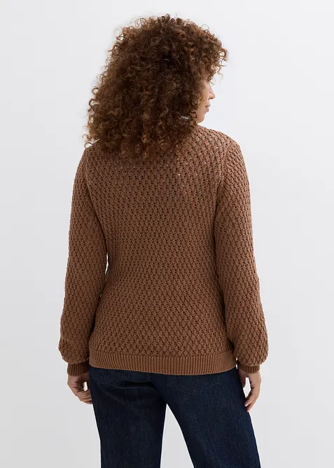 Pull en maille textur&eacute;e de coton m&eacute;lang&eacute;, bonprix