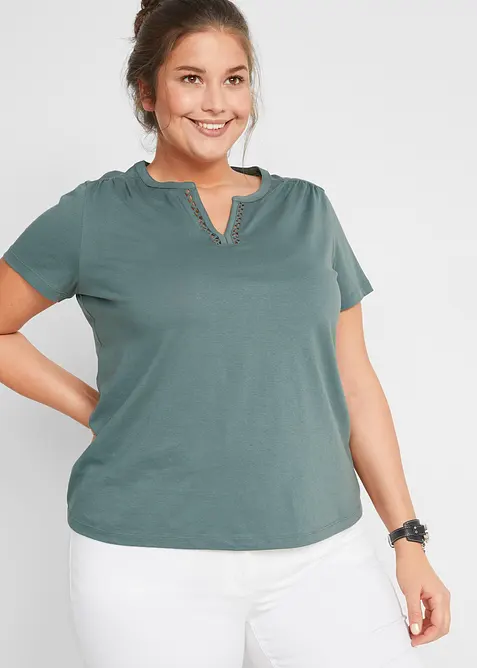 T-shirt &agrave; encolure originale, bonprix