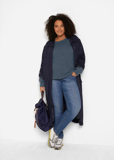 Pull en maille textur&eacute;e de coton m&eacute;lang&eacute;, bonprix