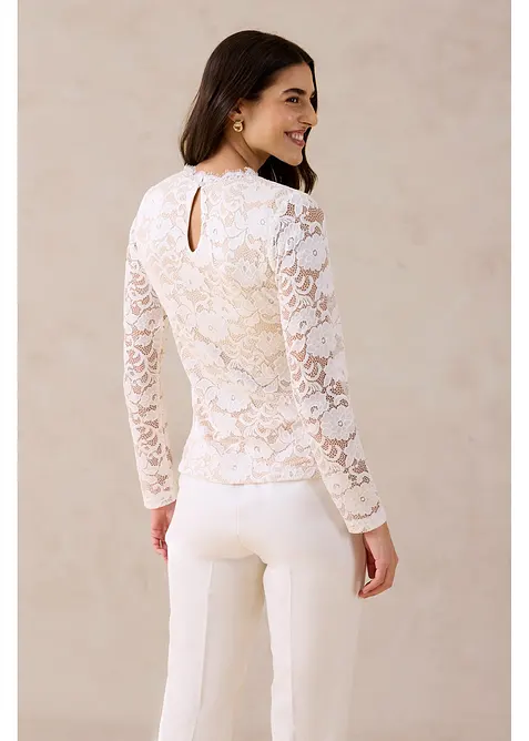 Haut manches longues en dentelle, bonprix