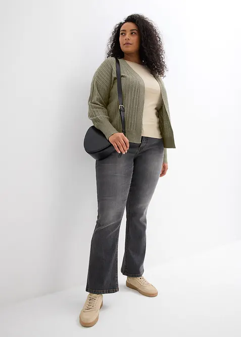 Jean bootcut taille mi-haute, extensible, bonprix