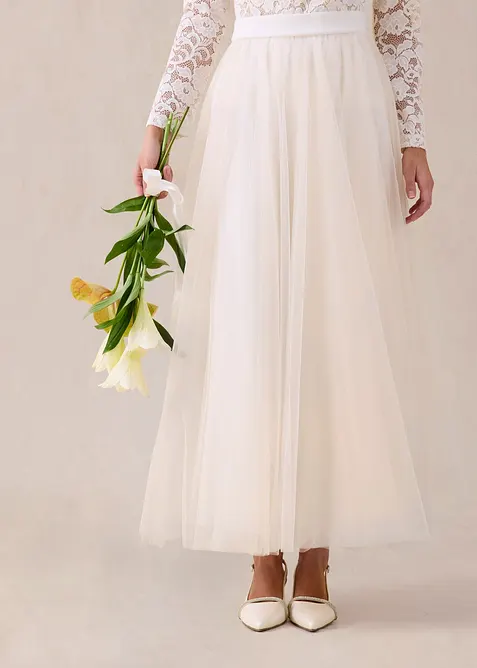 Jupe longue en tulle d&eacute;licat, bonprix