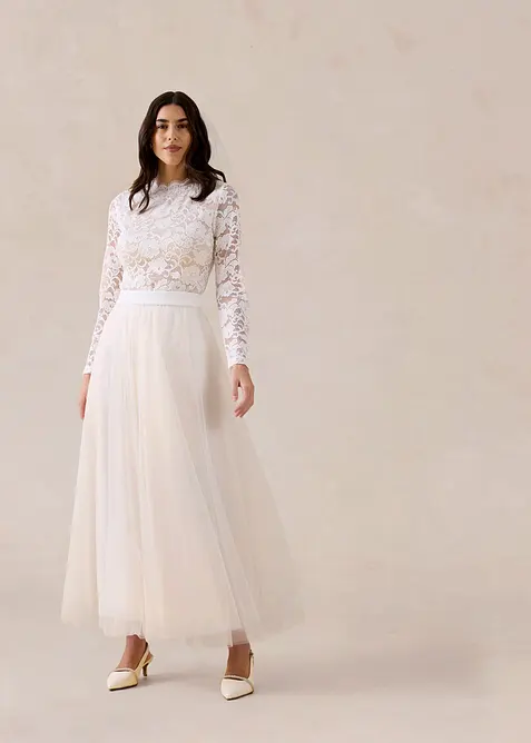 Jupe longue en tulle d&eacute;licat, bonprix