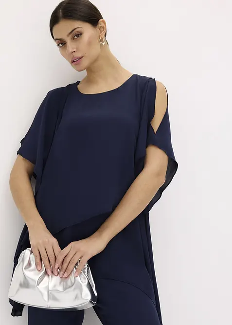 Blouse &agrave; pans, look superpos&eacute;, bonprix