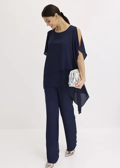 Blouse &agrave; pans, look superpos&eacute;, bonprix