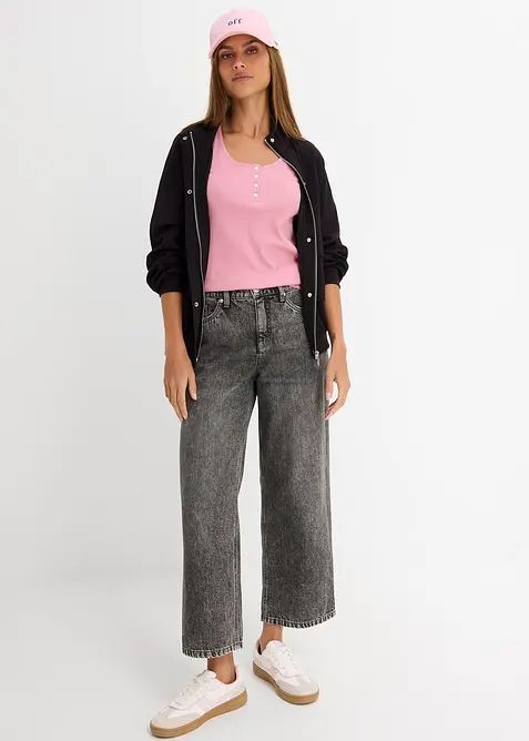 Jean baggy taille mi-haute, raccourci, bonprix