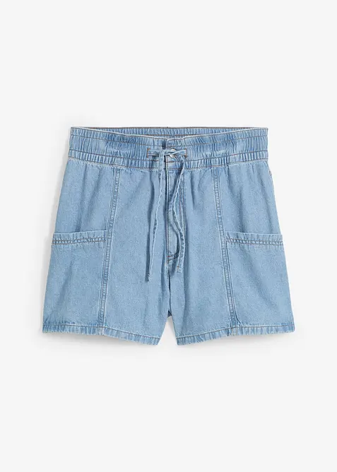 Short en jean avec taille haute &eacute;lastiqu&eacute;e, bonprix