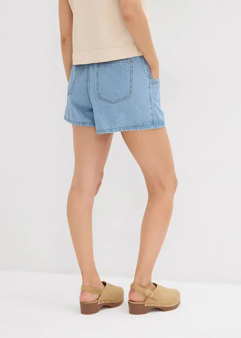 Short en jean avec taille haute &eacute;lastiqu&eacute;e, bonprix