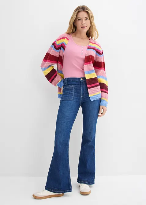 T-shirt col tunisien, 100% coton, bonprix