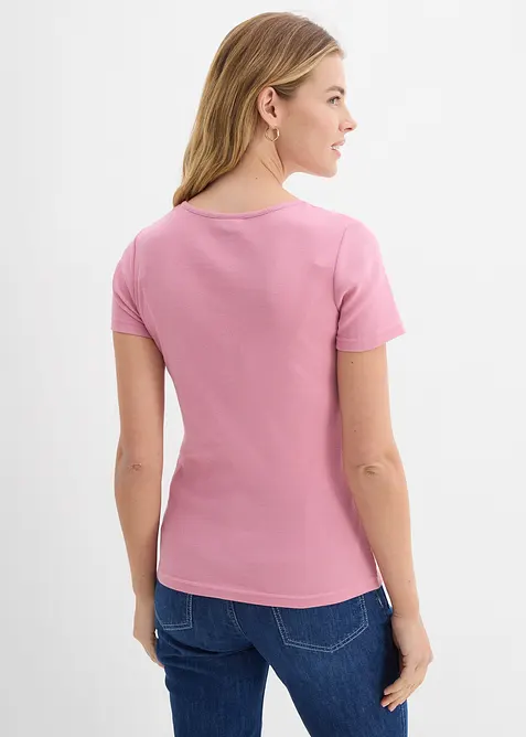 T-shirt col tunisien, 100% coton, bonprix