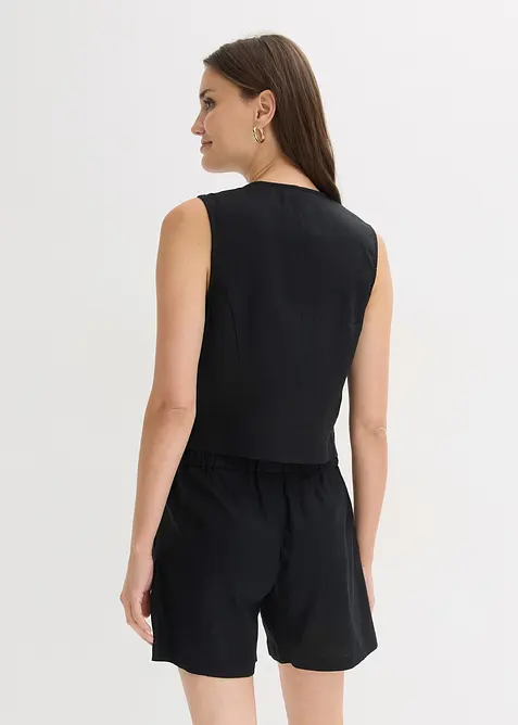Gilet sans manches et short en lin m&eacute;lang&eacute;, bonprix