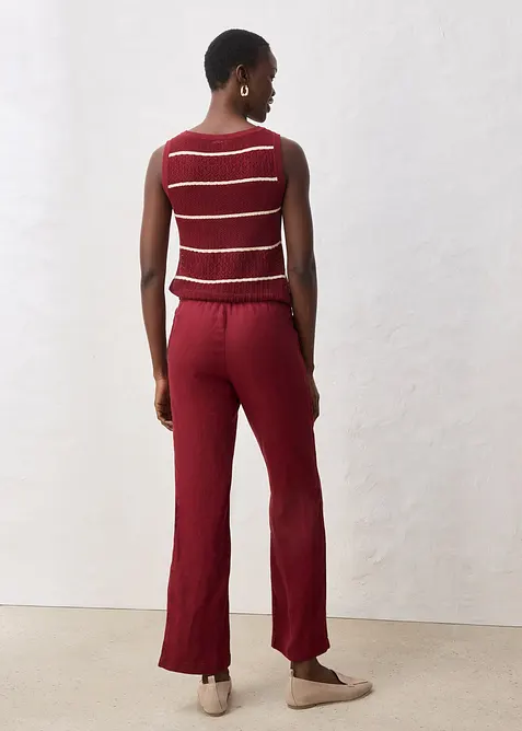 Pantalon taille &eacute;lastiqu&eacute;e 100% lin, bonprix