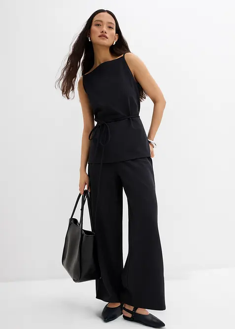 Pantalon large en maille piqu&eacute;e, bonprix