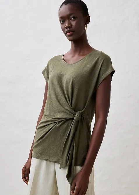 T-shirt cache-c&oelig;ur, 100% lin, bonprix