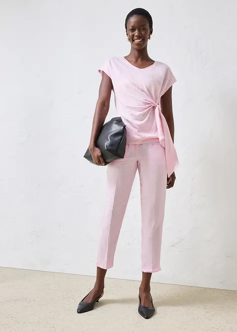 T-shirt cache-c&oelig;ur, 100% lin, bonprix