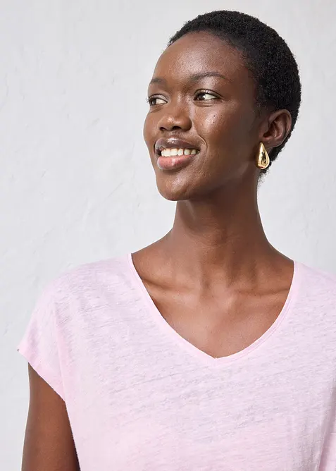 T-shirt cache-c&oelig;ur, 100% lin, bonprix