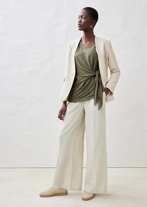 T-shirt cache-c&oelig;ur, 100% lin, bonprix