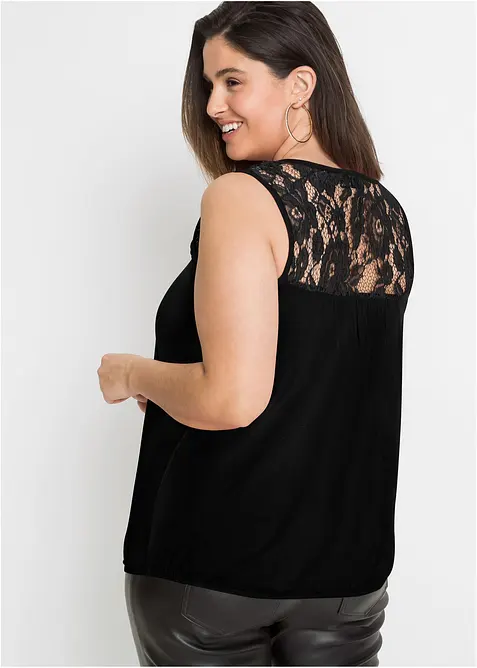 Top en viscose extensible et dentelle, bonprix
