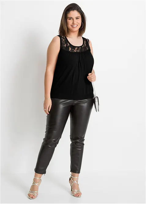 Top en viscose extensible et dentelle, bonprix