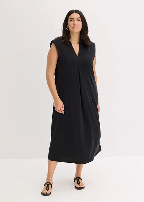 Robe en jersey piqu&eacute; de viscose avec &eacute;paulettes, bonprix
