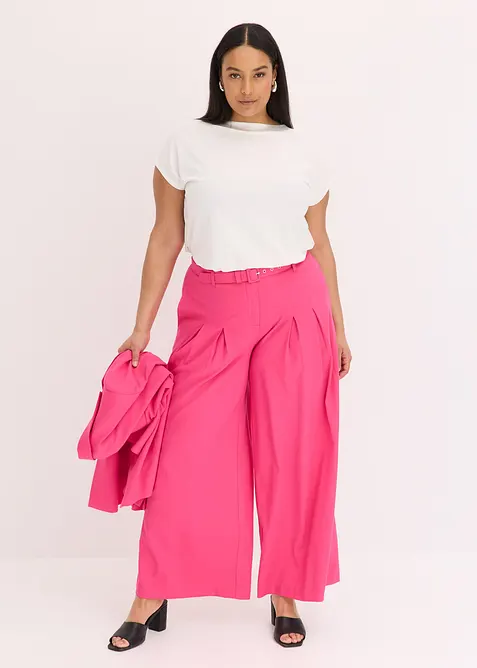 Pantalon &agrave; pinces avec ceinture (ens. 2 pces), bonprix