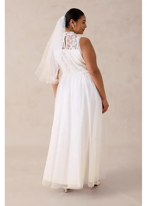 Robe de mari&eacute;e en tulle et dentelle, bonprix