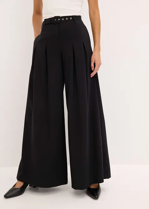 Pantalon &agrave; pinces avec ceinture (ens. 2 pces), bonprix