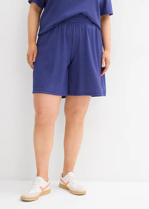 Short taille &eacute;lastiqu&eacute;e en cr&ecirc;pe gaufr&eacute;, bonprix
