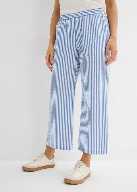 Pantalon palazzo en seersucker, longueur 7/8, bonprix