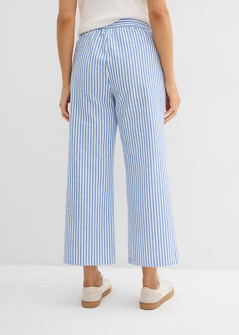Pantalon palazzo en seersucker, longueur 7/8, bonprix