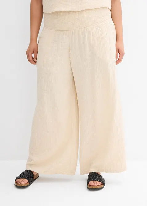 Pantalon palazzo en gaze de coton, bonprix
