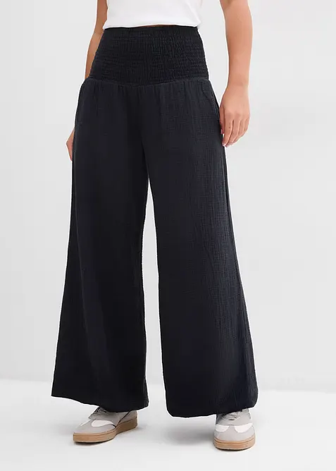 Pantalon palazzo en gaze de coton, bonprix