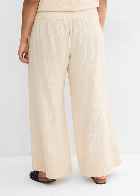 Pantalon palazzo en gaze de coton, bonprix