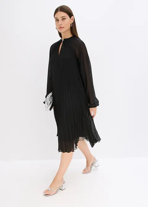Robe courte pliss&eacute;e en mousseline, bonprix